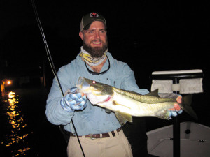 Tom Files, from McIntosh, FL, beat the heat last July by catching and releasing snook before dawn and tripletail later in the morning on flies while fishing in Sarasota with Capt. Rick Grassett. Capt. Rick Grassett file photo.